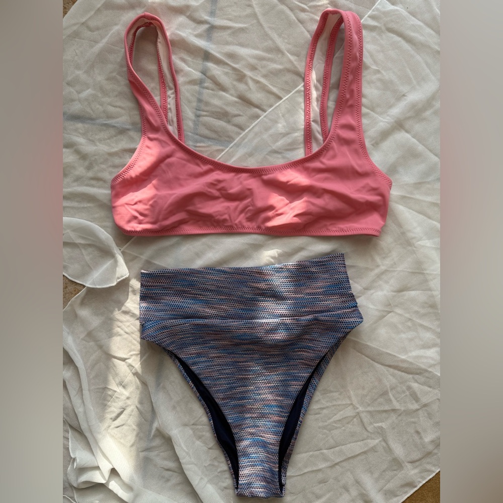 Aerie Pink and‎ Blue High Waist Cut Cheeky & Sexy Underboob Bikini Set BUNDLE